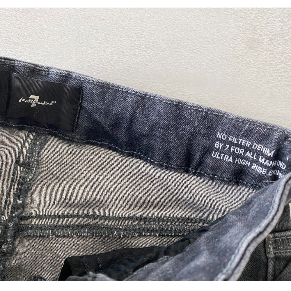 7 For‎ All Mankind Ultra High Rise Flare Jeans No Filter Denim Black Wash 25 NWT - Picture 8 of 12